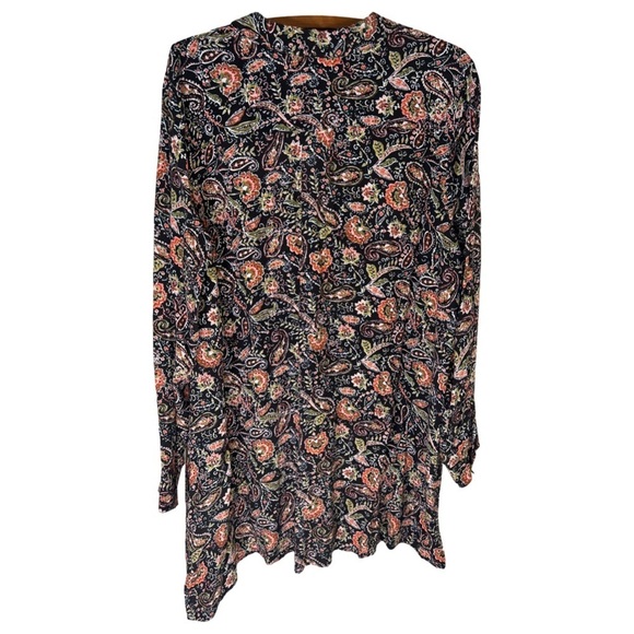 J. JILL Paisley Print Button Down Long Sleeve Tunic Size Large - Picture 2 of 16